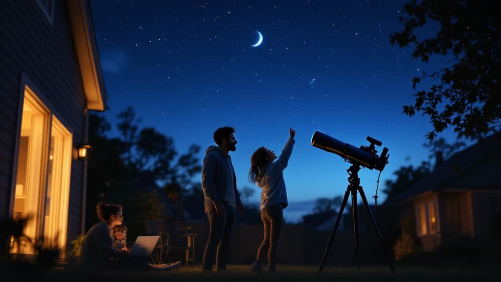 Family observing the night sky with Starwise Observatory